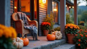 autumn themed porch decorations