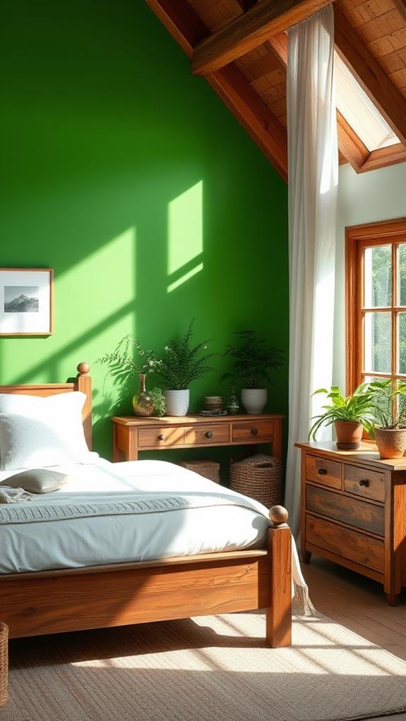 vibrant green wall decor